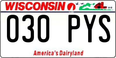 WI license plate 030PYS