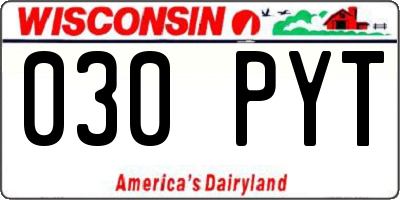 WI license plate 030PYT