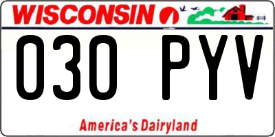 WI license plate 030PYV