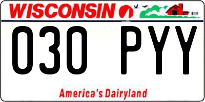WI license plate 030PYY