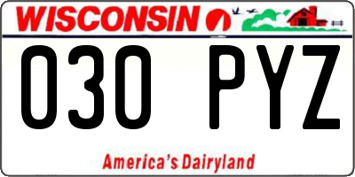 WI license plate 030PYZ