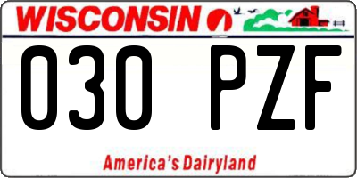 WI license plate 030PZF