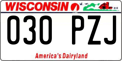 WI license plate 030PZJ