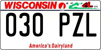 WI license plate 030PZL