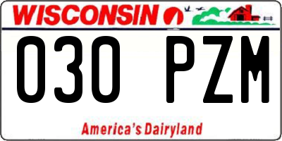 WI license plate 030PZM