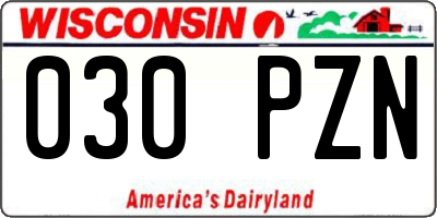 WI license plate 030PZN