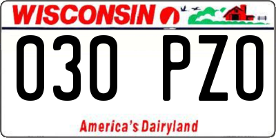 WI license plate 030PZO