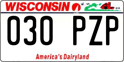 WI license plate 030PZP