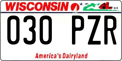 WI license plate 030PZR