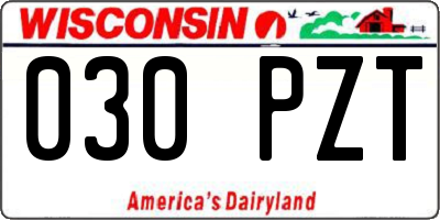 WI license plate 030PZT
