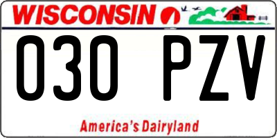 WI license plate 030PZV