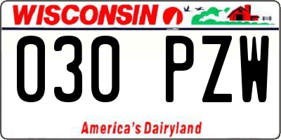 WI license plate 030PZW