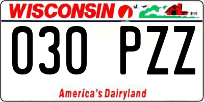 WI license plate 030PZZ