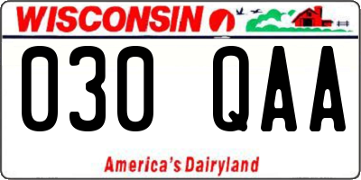 WI license plate 030QAA