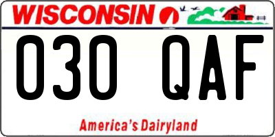 WI license plate 030QAF