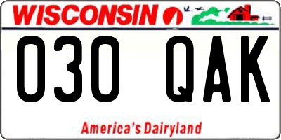 WI license plate 030QAK