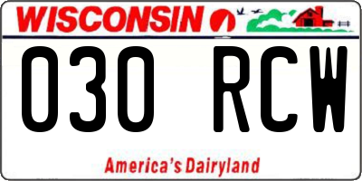 WI license plate 030RCW