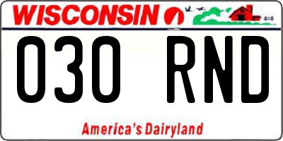 WI license plate 030RND