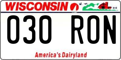 WI license plate 030RON