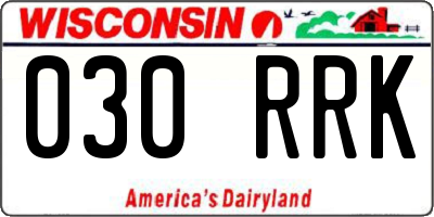 WI license plate 030RRK