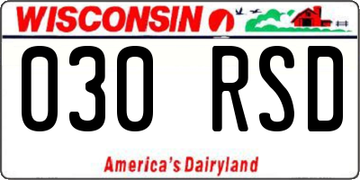 WI license plate 030RSD