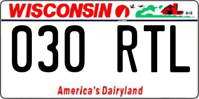 WI license plate 030RTL