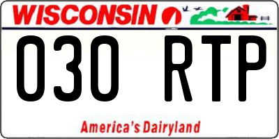 WI license plate 030RTP