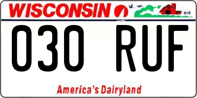 WI license plate 030RUF