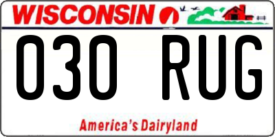 WI license plate 030RUG