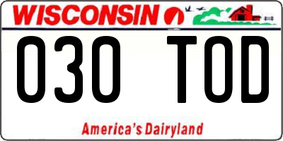WI license plate 030TOD