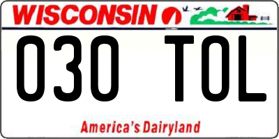 WI license plate 030TOL