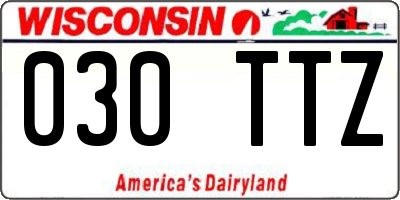 WI license plate 030TTZ