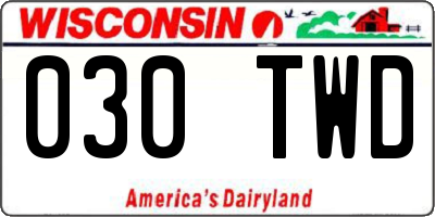 WI license plate 030TWD