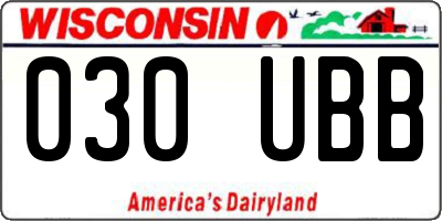 WI license plate 030UBB