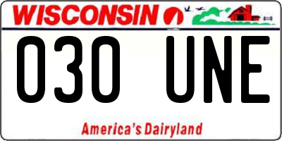 WI license plate 030UNE