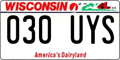 WI license plate 030UYS