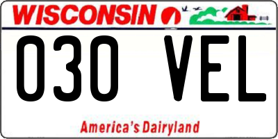 WI license plate 030VEL
