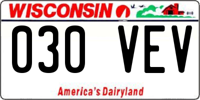 WI license plate 030VEV