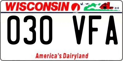 WI license plate 030VFA
