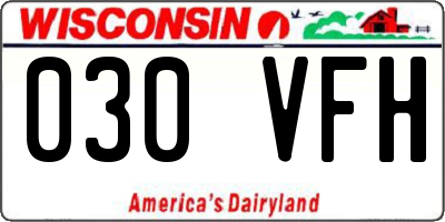 WI license plate 030VFH