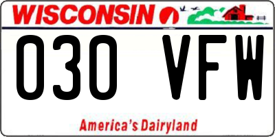 WI license plate 030VFW