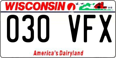 WI license plate 030VFX