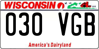 WI license plate 030VGB