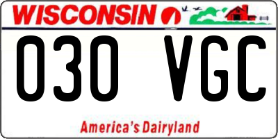 WI license plate 030VGC
