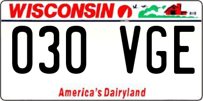 WI license plate 030VGE