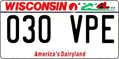 WI license plate 030VPE