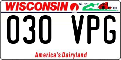 WI license plate 030VPG