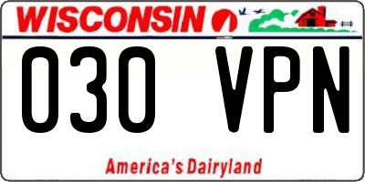 WI license plate 030VPN