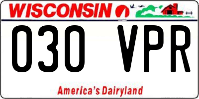 WI license plate 030VPR