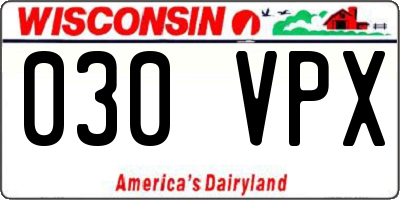 WI license plate 030VPX